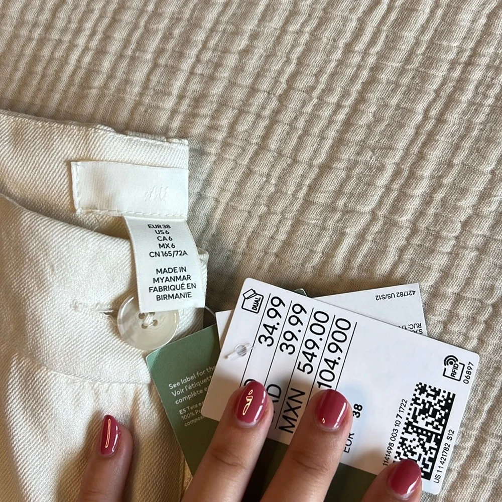 Wide Leg Cream Trousers Size 6 H&M - Picture 3 of 4